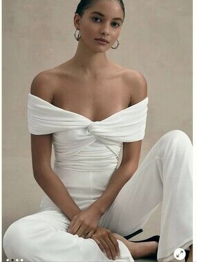NWT Misha Ailsa Slinky Jersey Jumpsuit Ivory- Fully Lined Women's Small